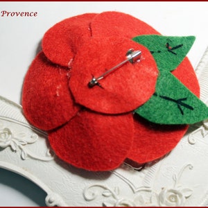 Broche feutre Fleur Coquelicot rouge image 6