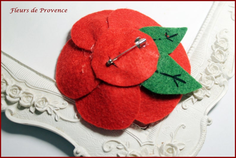 Broche feutre Fleur Coquelicot rouge image 6