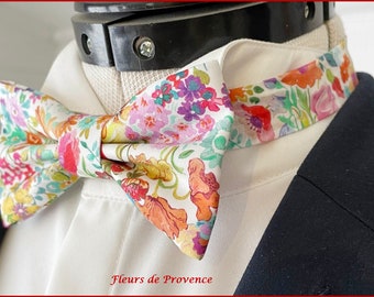 Noeud Papillon / pochette costume / boutons manchette Tissu Liberty Meadow Rainbow Homme / enfant / bebe