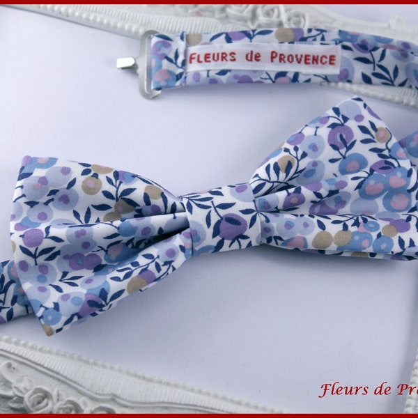 Noeud Papillon / pochette costume / boutons manchette - Tissu Liberty Wiltshire lilas - Homme / enfant / bebe