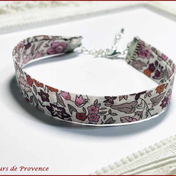 Bracelet Tissu Liberty Ava bordeaux/rose