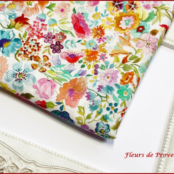 Cravate / Pochette costume / Boutons manchette - Tissu Liberty Meadow Rainbow - Homme / enfant