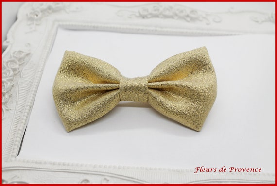 Barrette Noeud Papillon Tissu Dore Or Femme Enfant Bebe Etsy