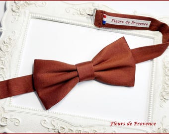 Bow Tie / Pocket Square / Cufflinks - Terracotta / Dark Terracotta Fabric - Men / Children / Babies