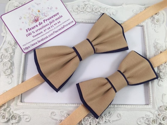 Noeud Papillon Double Camel Et Bleu Marine Homme Enfant Etsy