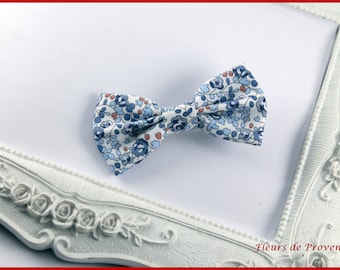 Barrette ou Broche Noeud Papillon Liberty Eloise bleu