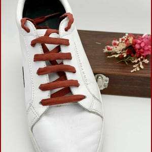 Pair of laces in plain Terracotta fabric, organic cotton