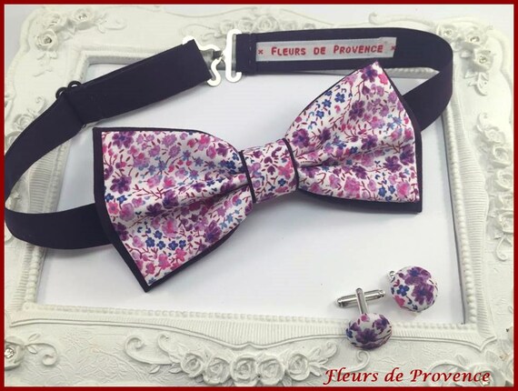 SET Tissu Liberty Phoebe blanc et Papillon violet: Noeud Papillon et double , Pochette costume et Boutons de manchette Homme c3558b SET Tissu Liberty Phoebe blanc et Papillon violet: Noeud Papillon et double , Pochette costume et Boutons de manchette Homme c3558b