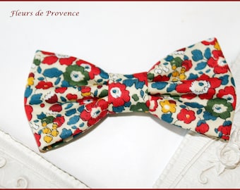 Barrette / Broche Noeud Papillon Liberty Betsy Ann rouge et vert