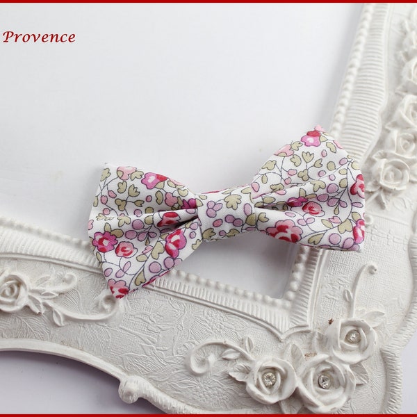 Barrette / Broche Tissu Liberty Eloise rose et blanc pour Femme/Fille/bebe