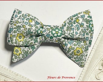 Barrette / Broche Noeud Papillon Tissu Liberty Katie and Millie Mint