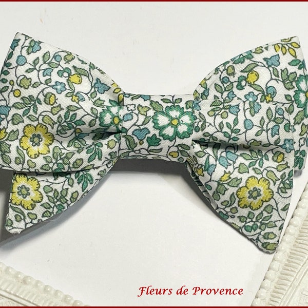 Barrette / Broche Noeud Papillon Tissu Liberty Katie and Millie Mint