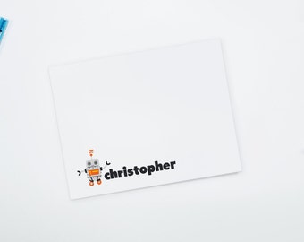 Personalized Flat Note Cards - Robot