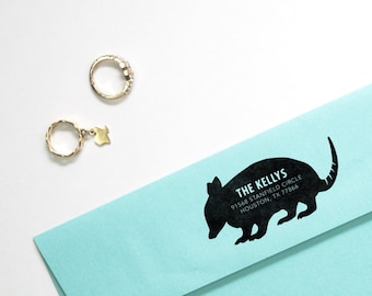 Personalized Address Stamp - Armadillo