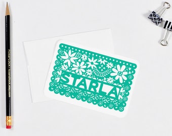 Personalized Papel Picado Note Cards