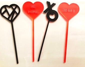 Valentine Cocktail Stirrers - Set of 4