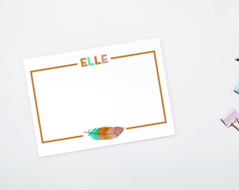 Personalized Stationery - Feather Note Cards