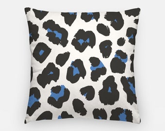 Blue Leopard Pillow Cover - 18 Inch