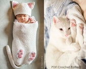 Baby Cat Cocoon Hat Booties Crochet Pattern