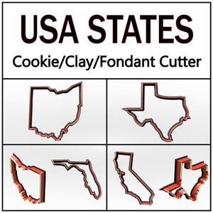 United States Cookie Cutter, 3D Printed, USA Cookie Cutter, Mother&#39;s Day Gift Cookie, Clay Cutter, Fondant Cutter, FunOrders