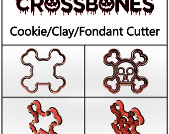 Skull Crossbones Cookie Cutter, 3D Printed, Halloween Cookie Cutter, Crossbone, Custom Cookie, Clay Cutter, Fondant Cutter, FunOrders