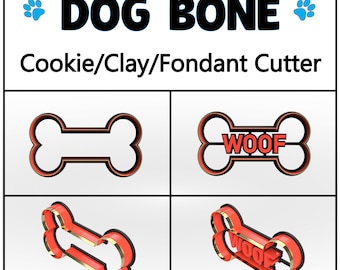 Dog Bone Cookie Cutter, 3D Printed, Pet Cookie Cutter,  Bakery Cookie Cutter, Custom Cookie, Clay Cutter, Fondant Cutter, FunOrders