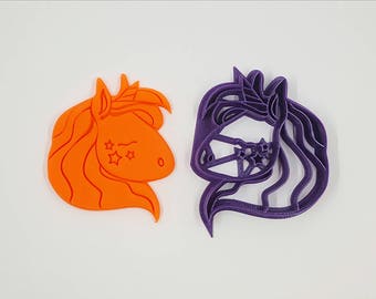 ユニコーンヘッドクッキーカッター：3Dプリント、ファンタジーベーキング