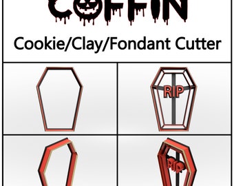 3Dプリントの棺型クッキーカッター：ハロウィン、粘土、フォンダンカッター