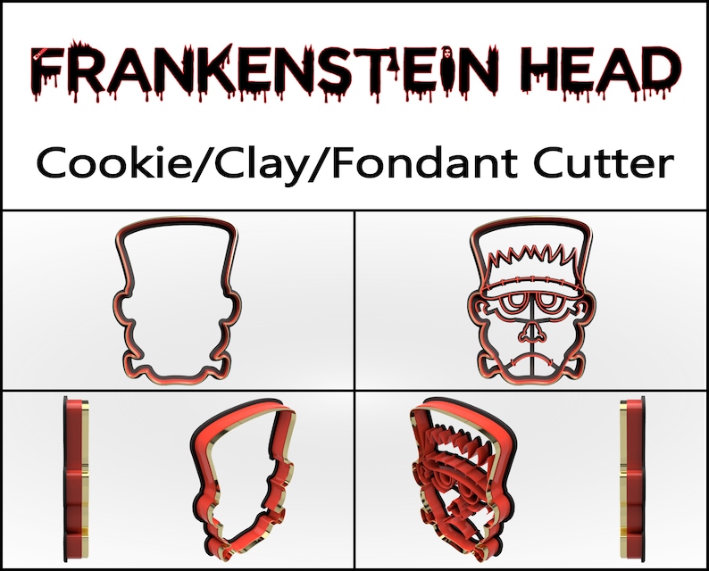 Labor Day Gift Cookie 3D Printed Clay Cutter Fondant Cutter Labor Day Cookie Cutter FunOrders Frankenstein Head Cookie Cutter