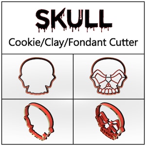 Skull Cookie Cutter, 3D Printed, 4th of July Cookie Cutter,  Bakery Cookie Cutter, Custom Cookie, Clay Cutter, Fondant Cutter, FunOrders
