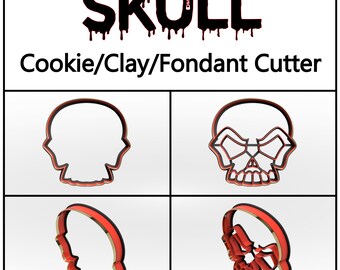 Skull Cookie Cutter, 3D Printed, Halloween Cookie Cutter,  Bakery Cookie Cutter, Custom Cookie, Clay Cutter, Fondant Cutter, FunOrders
