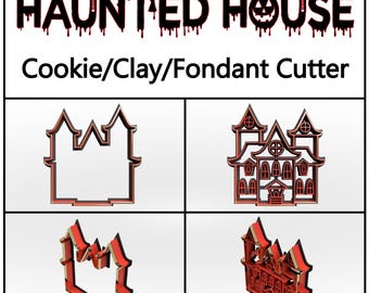 お化け屋敷クッキーカッター：3Dプリント粘土＆フォンダンカッター