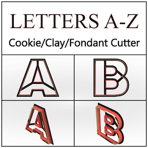 Alphabet Cookie Cutter: 3D Printed Letter, Clay & Fondant Cutter