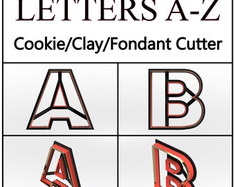 アルファベットクッキーカッター：3Dプリントの文字、粘土、フォンダンカッター