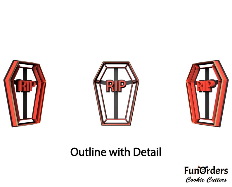 Coffin Cookie Cutter, 3D Printed, Christmas Cookie Cutter, Bakery Cookie Cutter, Custom Cookie, Clay Cutter, Fondant Cutter, FunOrders image 2