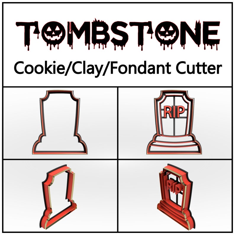 Tombstone Cookie Cutter, 3D Printed, Christmas Cookie Cutter, Cookie Cutter, Custom Cookie, Clay Cutter, Fondant Cutter, FunOrders image 1