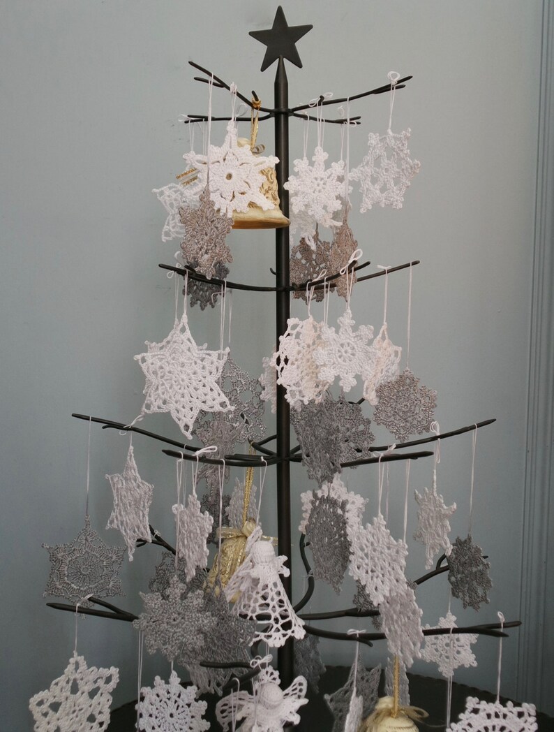 Crochet Snowflakes Set of 15 Each Unique Shape White | Etsy