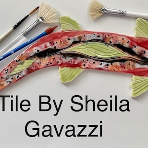 16 Inch Fish Tile Floor Salmón Style