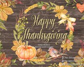 Watercolor quot Happy Thanksgiving quot clip arts, Autumn Leaves, Fall, watercolor clip art, hand painted, leaves, watercolour clip art