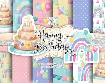 Rainbow Bunting Happy Birthday Cake Topper Party Celebrations Decoration Rainbow Bunting Happy Birthday Cake Topper Party Celebrations Decoration