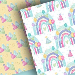 Birthday Party Rainbows Digital Paper Pack, Party Nursery, Rainbow ...