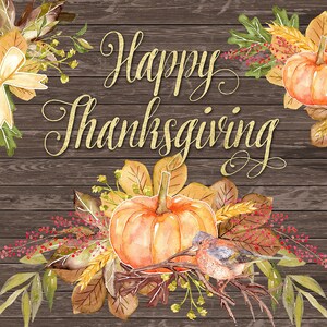 Watercolor happy Thanksgiving Clip Arts, Autumn Leaves, Fall ...