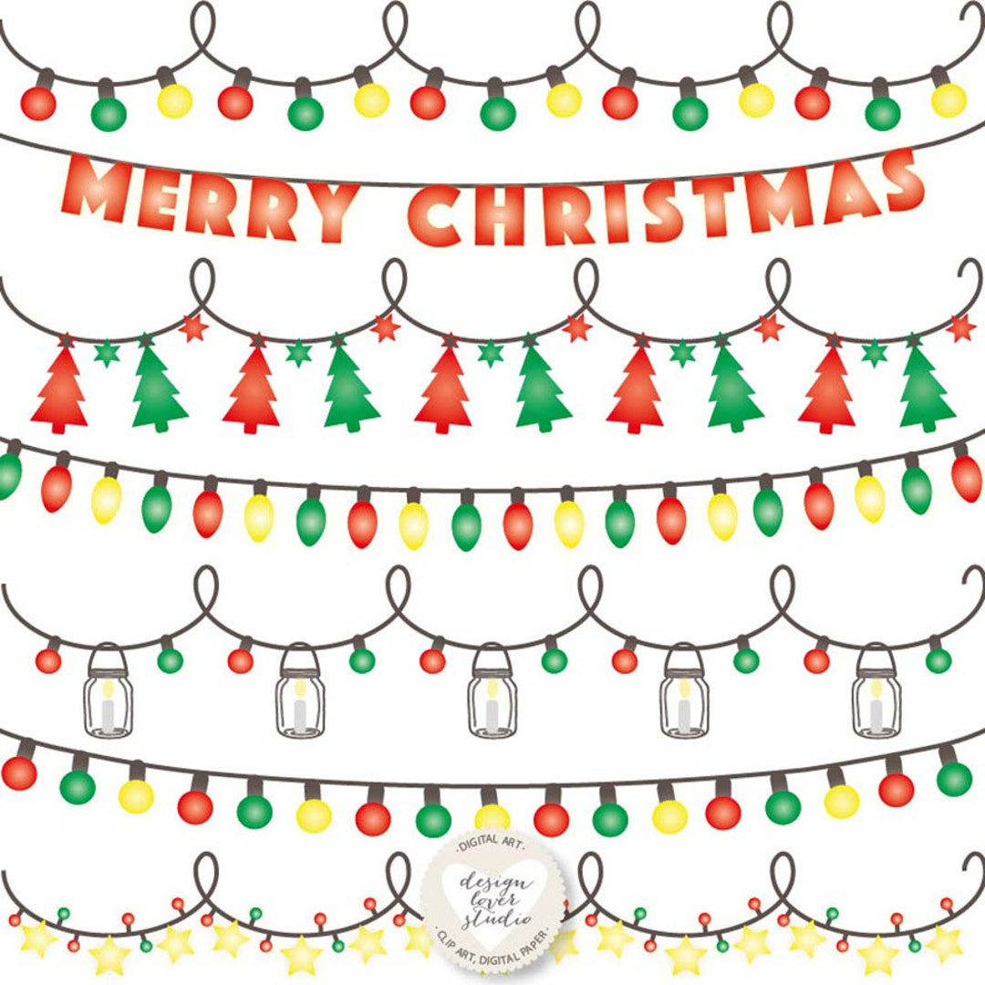Premium Christmas Lights Clipart, String Lights Clipart, Christmas Lights, Lantern Clipart