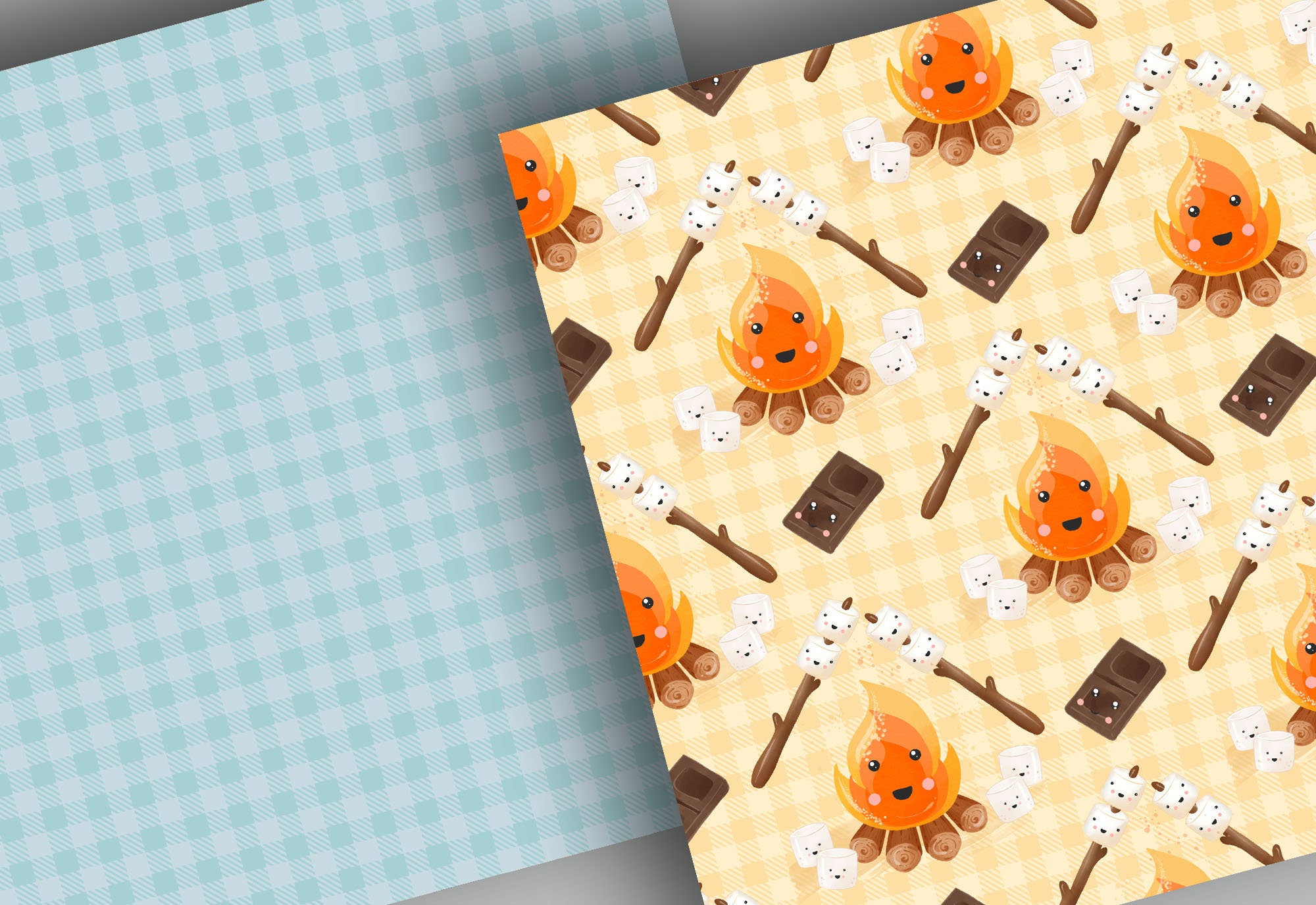 Smore Pattern Watercolor Smores Digital Paper Pack, Smore's Pattern, Camping Food ...