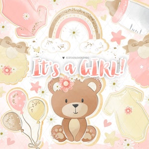 Kinderzimmer Baby Mädchen Regenbogen Bär Design, Baby Mädchen Kinderzimmer, Regenbogen, Baby Clipart, Clip Art, Kinderzimmer Baby, Regenbogen