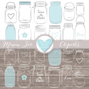 Premium VECTOR Mason Jar, Jar clipart, reserve Jar Clipart, Jam Jars, Mason Jars, Glass Jars, Save the date