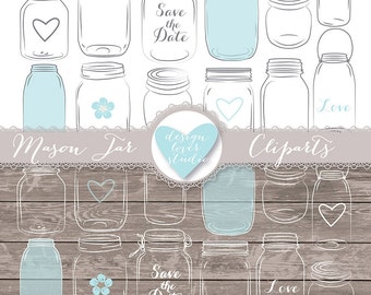 Premium VECTOR Mason Jar, Jar clipart, reserve Jar Clipart, Jam Jars, Mason Jars, Glass Jars, Save the date