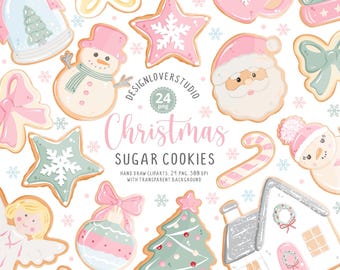 SIN IA, imágenes prediseñadas de galletas de jengibre navideñas 100% dibujadas a mano, galletas navideñas lindas, dulces para fiestas navideñas, galletas de azúcar navideñas