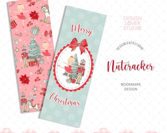 SIN IA, Marcapáginas Cascanueces Rojo Navideño, Marcapáginas de pan de jengibre navideño, Marcapáginas navideño acogedor, Marcapáginas navideño