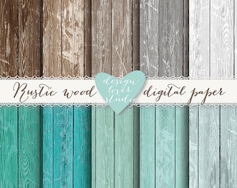 Premium Wood backround digital papers, rustic, digital papers, wood texture, distressed wood teal, brown, grey, digital wood background
